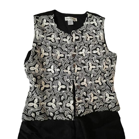 Vintage 1990s Newport News Jumpsuit Linen Blend Bohemian Black 8 Petite EUC - Picture 2 of 12